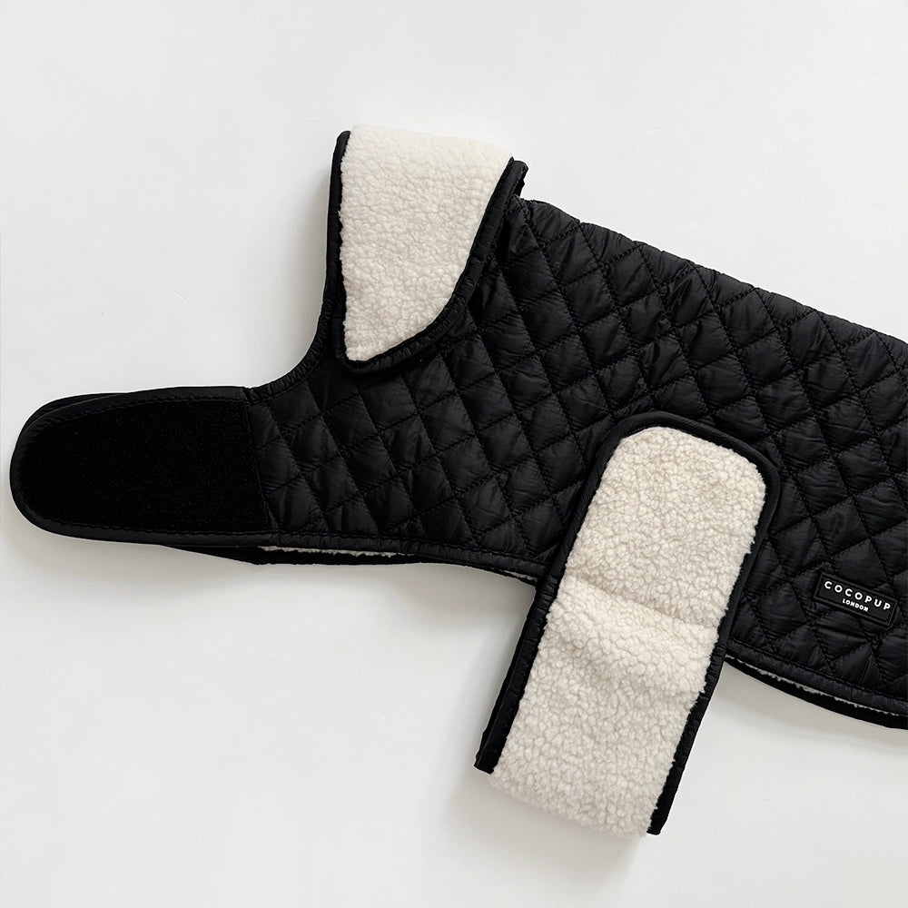 Luxe Quilted Dog Coat – Midnight Black | Cocker Spaniel